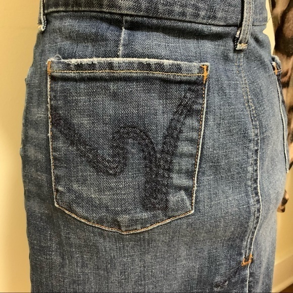 Citizens of humanity denim mini skirt with back slit. - Picture 6 of 7